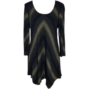 SOMA Jersey Knit Tunic Dress Black & Gold Sz S